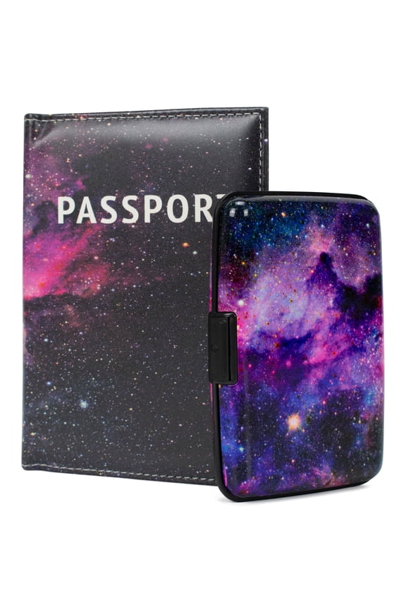 RFID Protected Wallet and Passport Cover Set (The Galaxy)