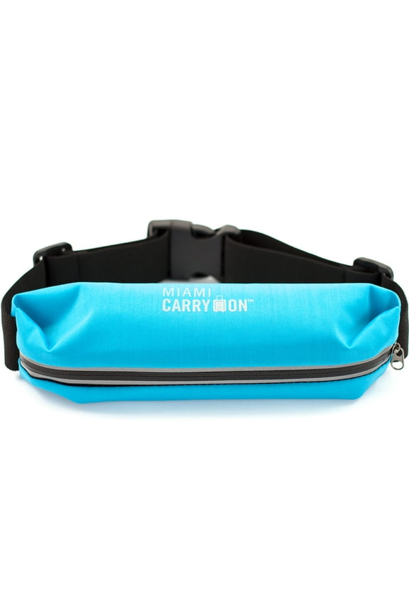 Running Belt Waist Pack, Water Resistant, All Waist Sizes (Light Blue)
