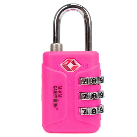 Miami CarryOn TSA Approved Combination Padlock Luggage Lock, Pink