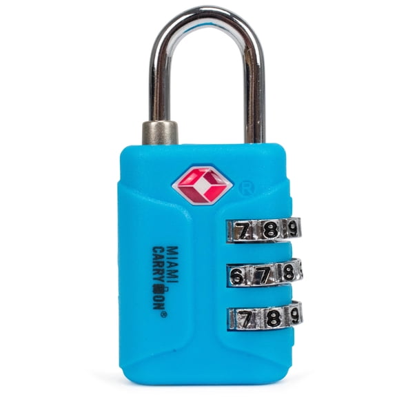Miami CarryOn TSA Approved Combination Padlock / Luggage Lock (Light Blue)
