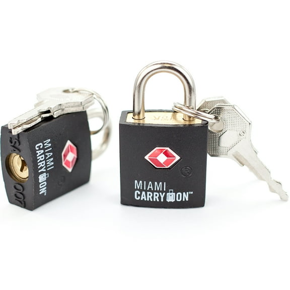 Miami CarryOn TSA Approved Padlock, Keyed Luggage Lock - Black
