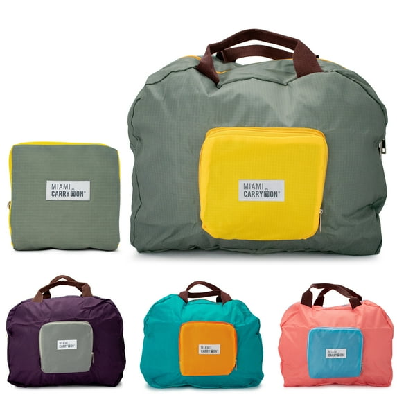 Miami CarryOn Travel Foldable Handbag – Folds to a Compact 6 x 6 x 1-1/2 inches