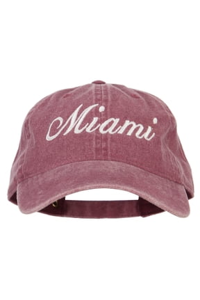 Miami City Embroidered Washed Buckle Cap - Maroon OSFM