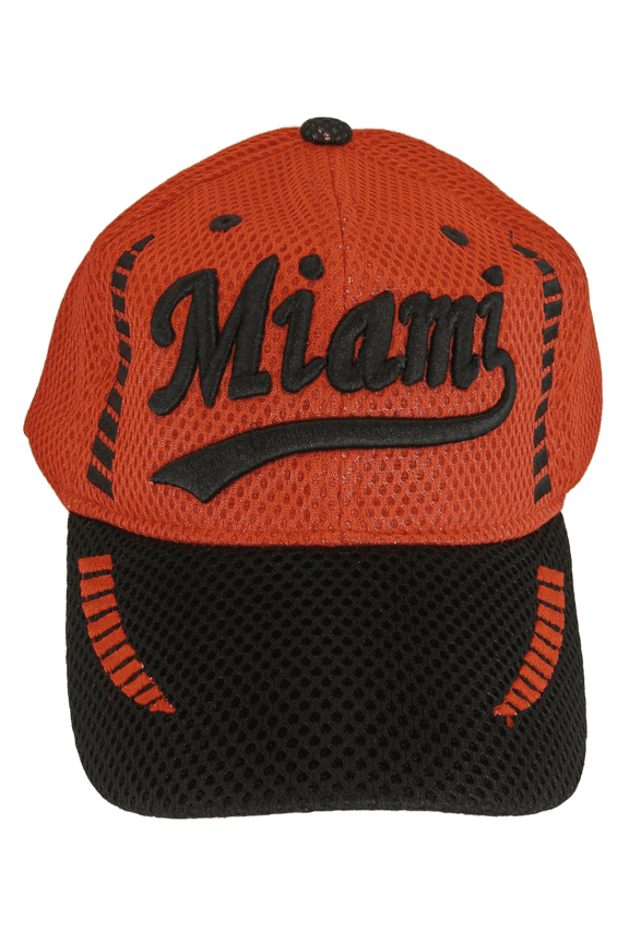 Miami City Name Men's Summer Mesh Adjustable Baseball Cap (Red/Black)