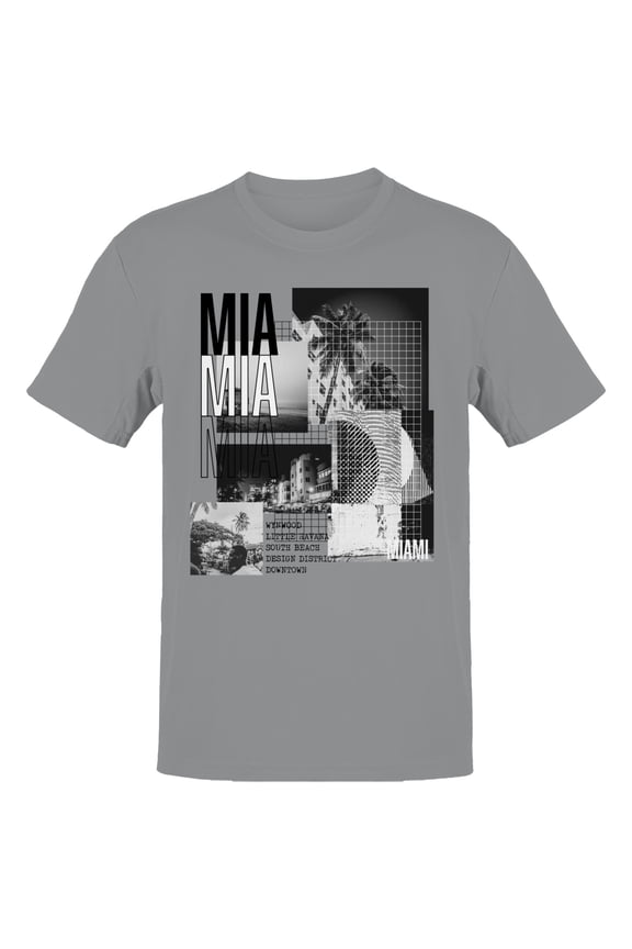 Miami Cityscape Urban Collage Men's Sport Grey T-shirt