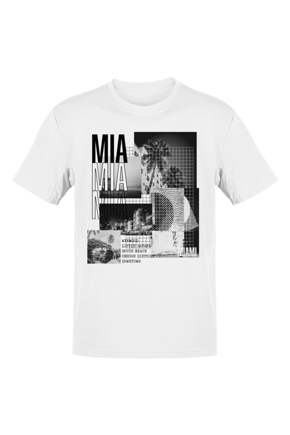 Miami Cityscape Urban Collage Men's White T-shirt