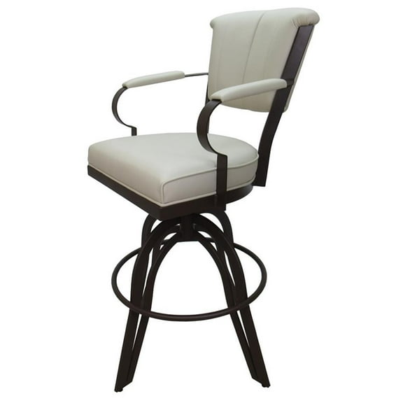 Miami Counter 26" Metal Bar Stools on A Base - Ocean Beige Vinyl - Brown