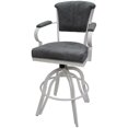 thumbnail image 1 of Miami Counter Height 26" Swivel Tilt Metal Bar Stool-Charcoal Fabric-White Frame, 1 of 3