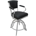 thumbnail image 1 of Miami Counter Height 26" Swivel Tilt Metal Bar Stool - Gray Vinyl - White Frame, 1 of 3
