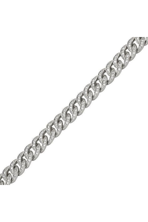 Miami Cuban CZ 8MM Rhodium Iced Out Chain