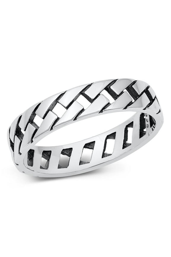 Miami Cuban Link Curb Ring .925 Sterling Silver Band Jewelry Female Male Unisex Size 7