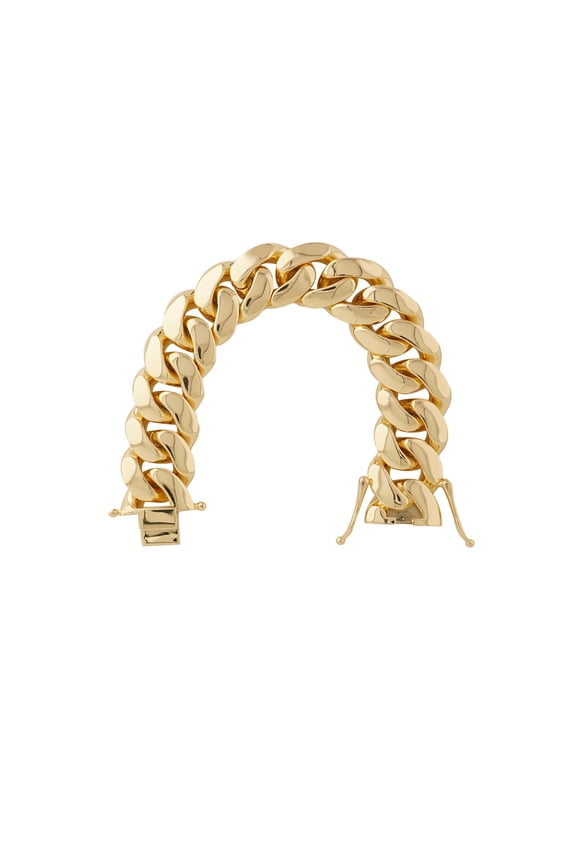 Miami Cuban Link Heavy Chain Bracelet,7 inch & 8 inch Copper Gold Tone Hip Hop Jewelry,Thick Rapper Piece for Men and Women,Couple Friendship Gift Set