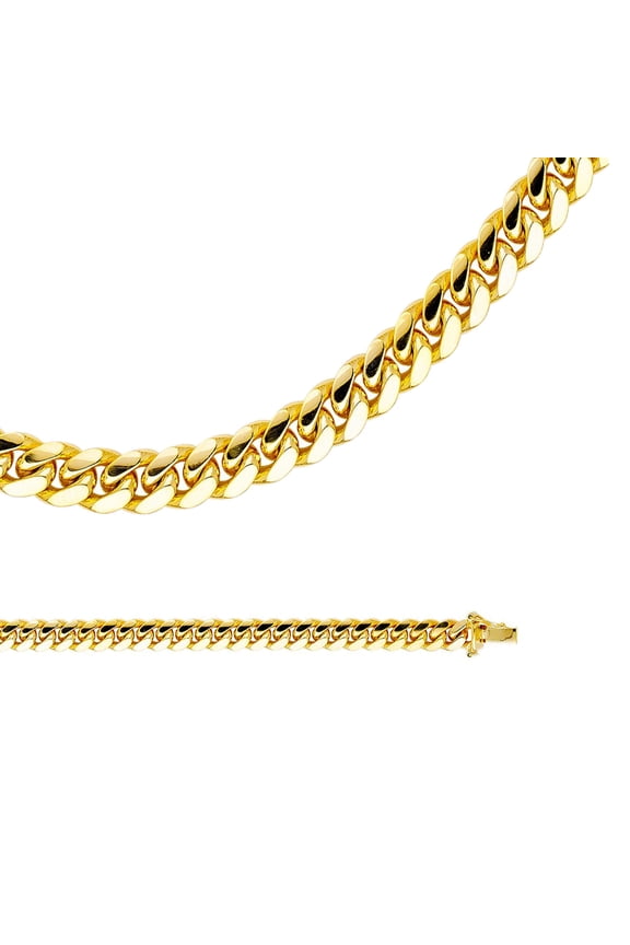 Miami Cuban Necklace Solid 14k Yellow Gold Chain Curb Link Heavy Big Large Genuine, 6.9 mm - 22 inch