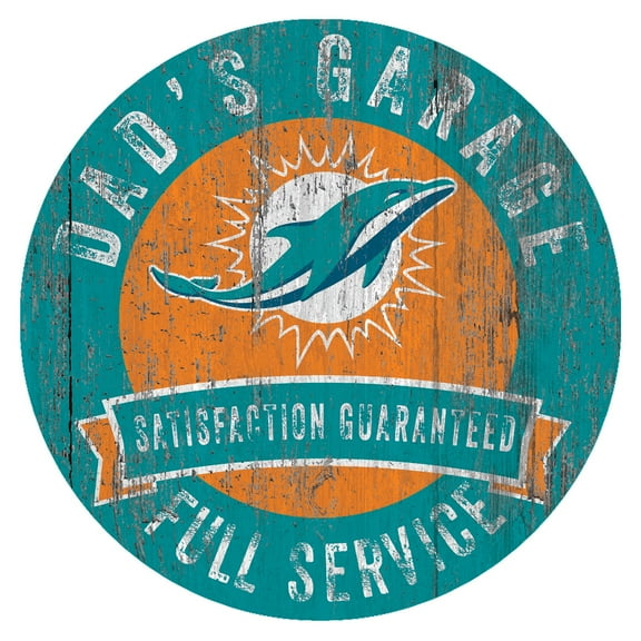Miami Dolphins 12" x 12" Dad's Garage Sign