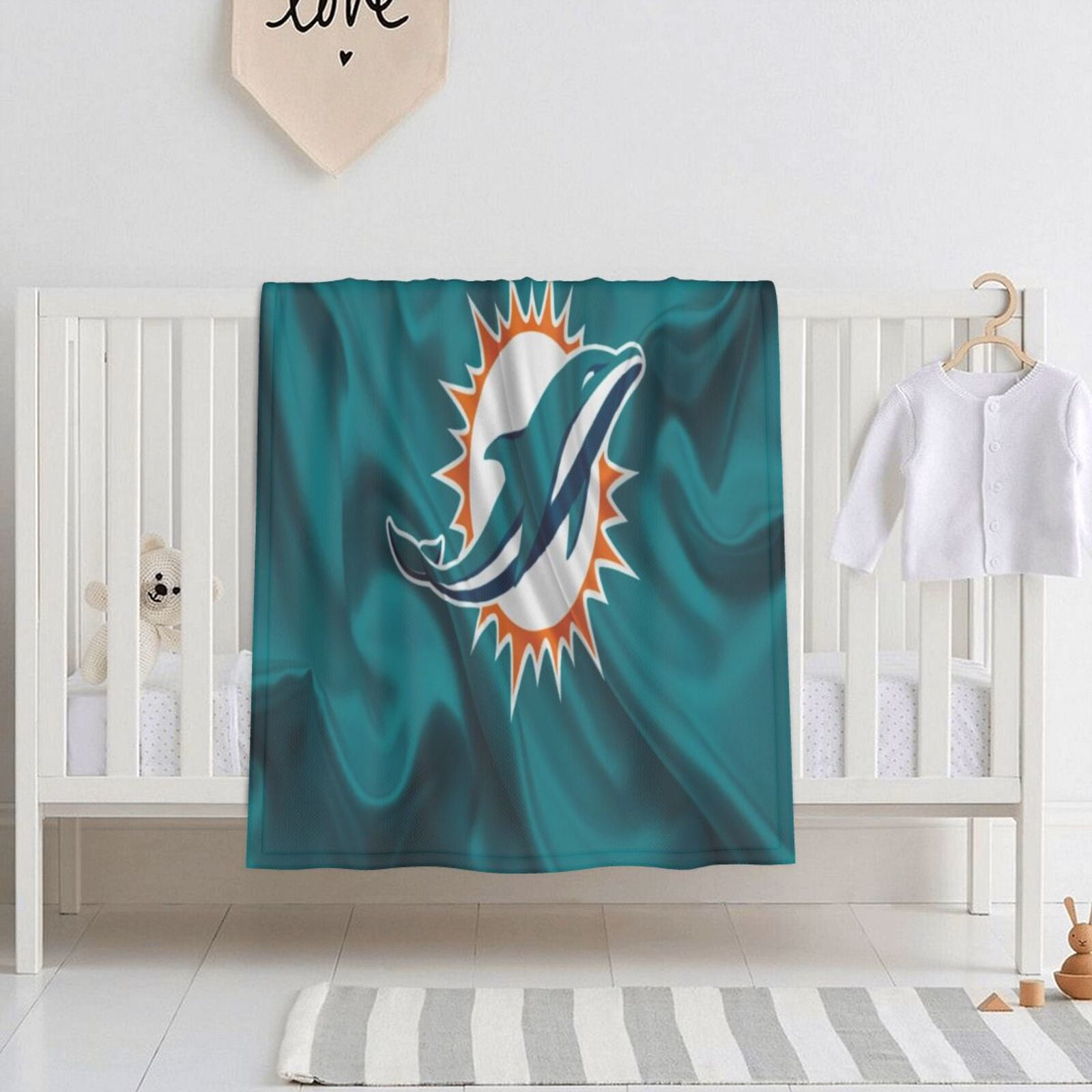 MiamiDolphins Baby Blanket 30''x40'' Newborn Baby Throw Soft Flannel