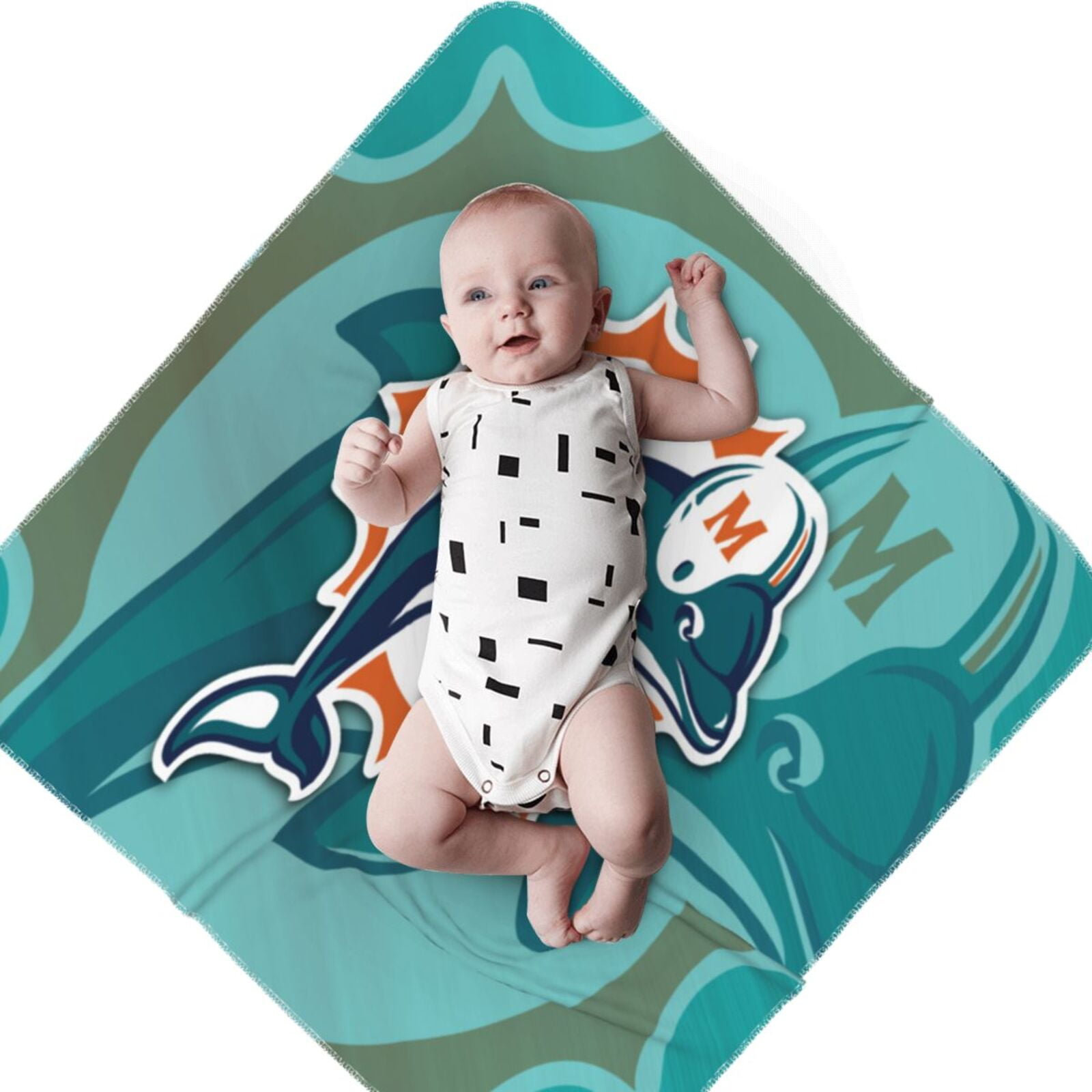 MiamiDolphins Baby Blanket 30''x40'' Newborn Baby Throw Soft Flannel