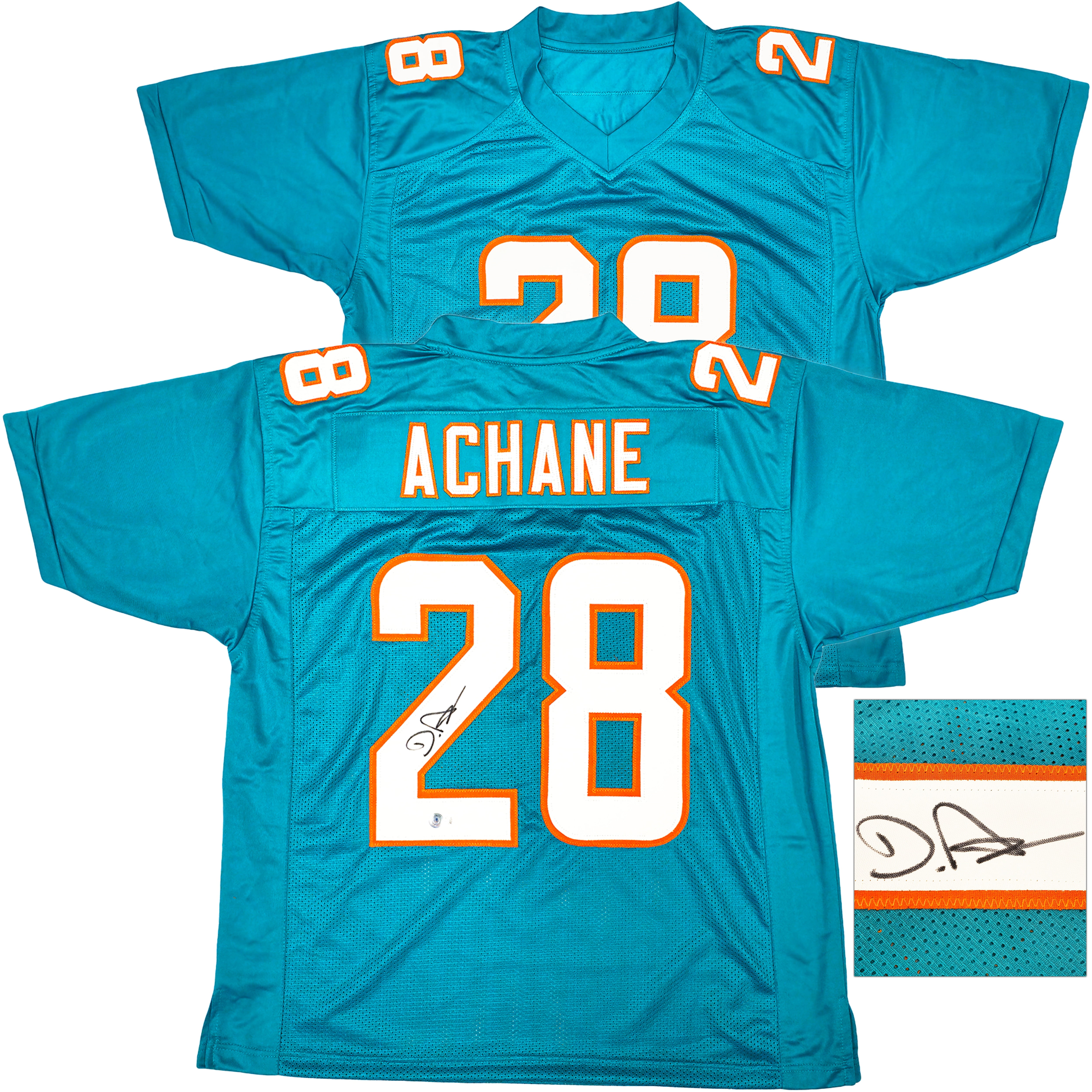 Miami Dolphins De'Von Achane Autographed Teal Jersey Beckett BAS Witness 221539