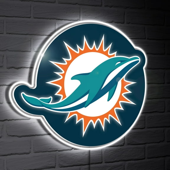 Miami Dolphins LED Team Logo Shaped Lighted Wall Sign
