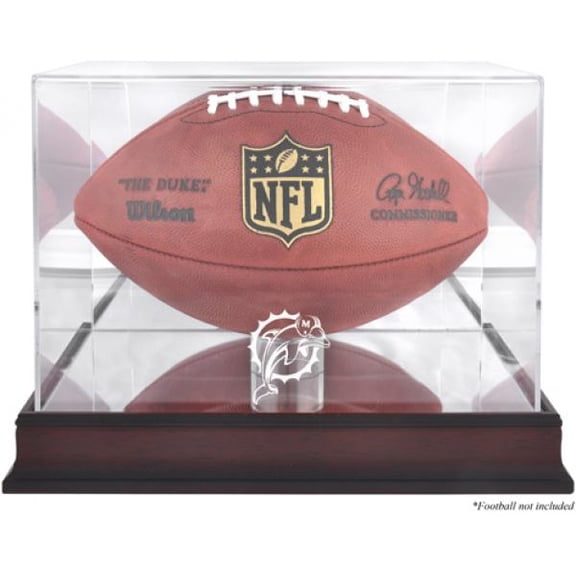 Miami Dolphins Mahogany Football Logo Display Case with Mirror Back