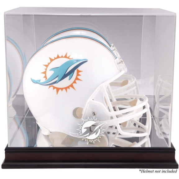 Miami Dolphins Mahogany Helmet Display Case with Mirror Back