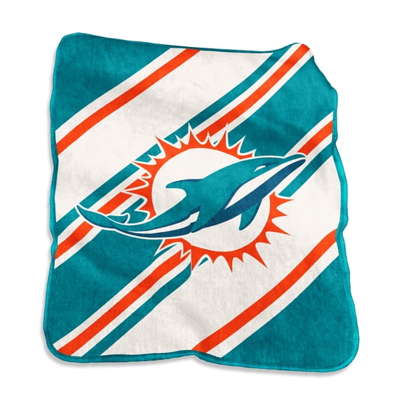 Logo Brands Miami Dolphins 50" x 60" Raschel Stripe Throw Blanket