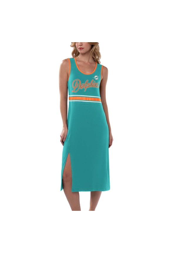 Women's G-III 4Her by Carl Banks Aqua Miami Dolphins Main Field Maxi Dress