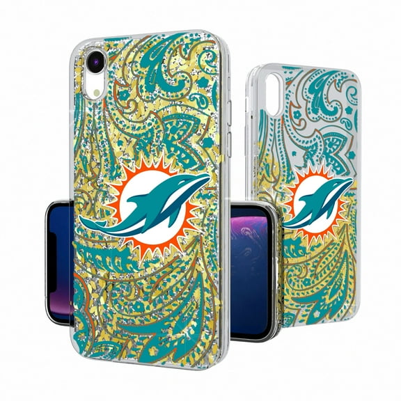 Miami Dolphins iPhone Paisley Design Glitter Case