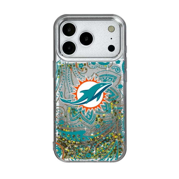 Miami Dolphins iPhone Paisley Design Glitter Case