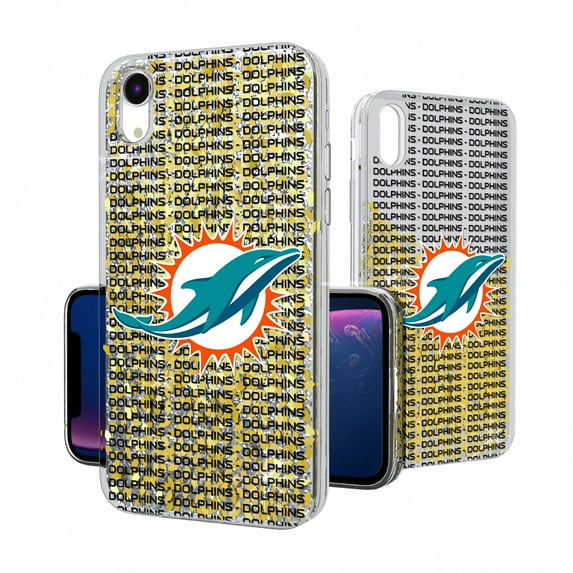 Miami Dolphins iPhone Text Backdrop Design Glitter Case