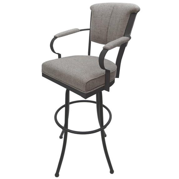 Miami Extra Tall 34" Metal Bar Stool - Noam Base - Ash Fabric - Gray