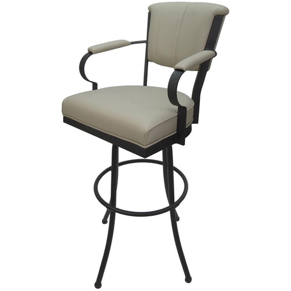 Miami - Extra Tall 34" Metal Bar Stools - Ocean Beige Vinyl - Gray Frame