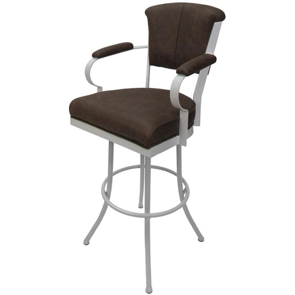 Miami - Extra Tall 34" Metal Bar Stools - Outlier Ash Fabric - White Frame