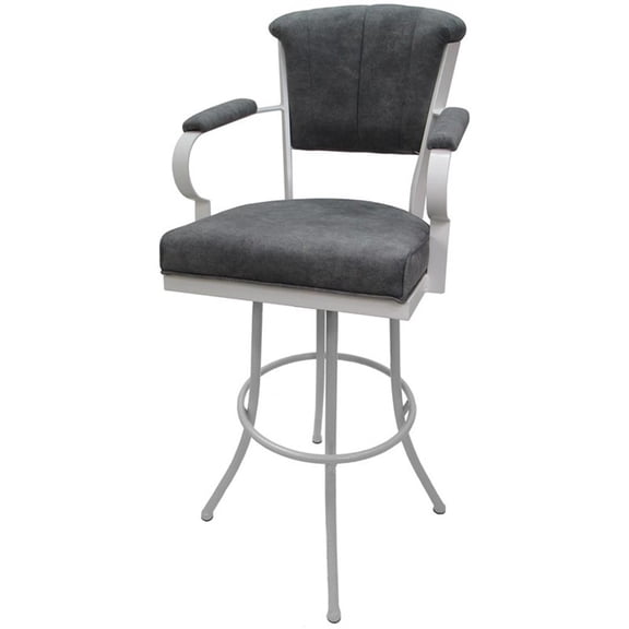 Miami - Extra Tall 34" Metal Bar Stools - Outlier Charcoal Fabric - White Frame