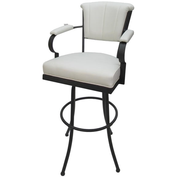 Miami - Extra Tall 34" Metal Bar Stools - White Vinyl - Gray Frame