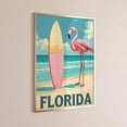 thumbnail image 1 of Miami Flamingo Pink Coastal Travel Wall Art, Unframed Canvas Size 8x12, 1 of 4