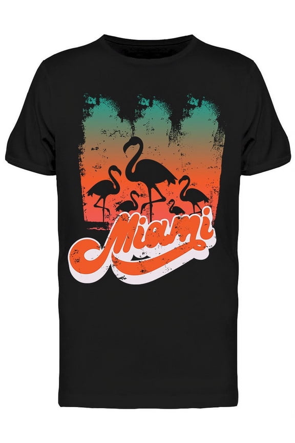 Miami, Flamingo Silhouette T-Shirt Men -Image by Shutterstock, Male Large