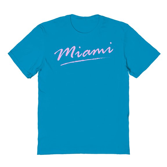 Miami Florida Graphic Tropical Blue Men's Cotton T-Shirt