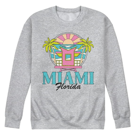 Miami Florida - Men's Crew Neck Fleece Pullover