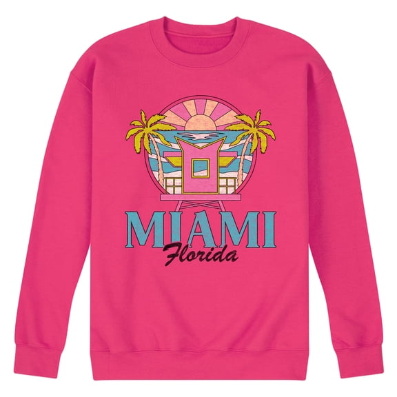 Miami Florida - Men's Crew Neck Fleece Pullover