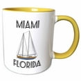 thumbnail image 1 of 3drose, Miami Florida Nautical Sailboat Souvenir a Popular Sailing Destination, 15oz Two-tone Yellow Mug, 1 of 6