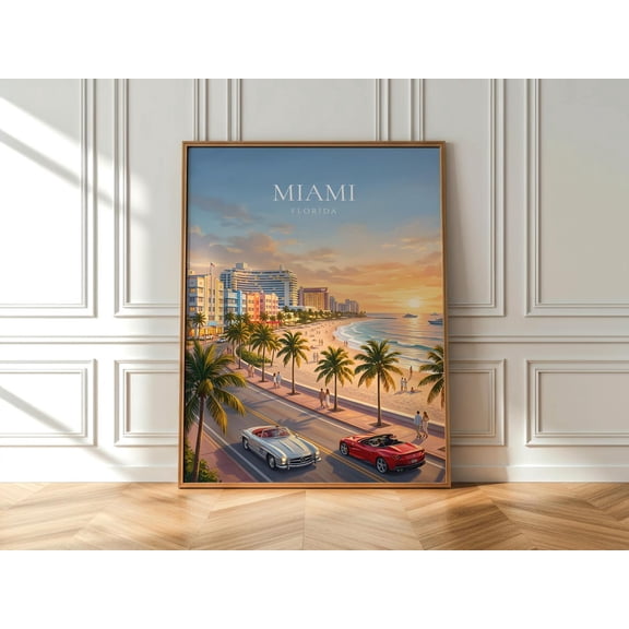 Miami Florida Travel Miami Beach Print Usa City Miami Wall Art Coastal Travel Print, Unframed Paper Print