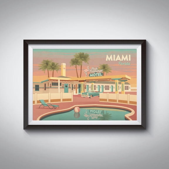 Miami Florida Travel Poster Usa Retro Miami Print Vintage Motel Art Americana Route 66 National Park Poster Spring Break Magic City