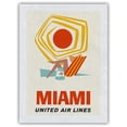 thumbnail image 1 of Miami Florida - United Air Lines - Vintage Airline Travel Poster c.1962 - Japanese Unryu Rice Paper Art Print (Unframed) 12 x 16 in, 1 of 4