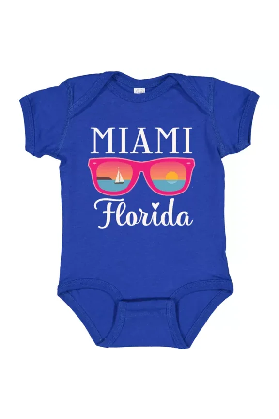 Miami Florida Vacation Beach Trip Infant Creeper Fl Spring Break Bodysuit Cute Baby Onesie, BABY BODYSUIT LAT 4424