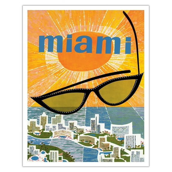 Miami Florida - Vintage Travel Poster by David Klein c.1960s - Fine Art Matte Paper Print (Unframed) 11x14in