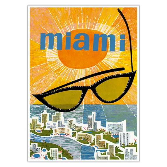 Miami Florida - Vintage Travel Poster by David Klein c.1960s - Master Art Print 10in x 14in