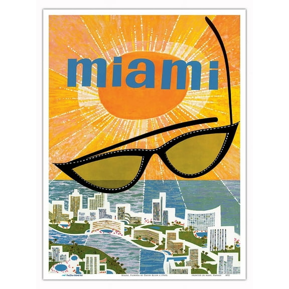 Miami Florida - Vintage Travel Poster by David Klein c.1960s - Master Art Print (Unframed) 9in x 12in