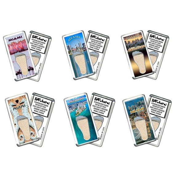 Miami FootWhere Magnets. 6 Piece Set. (MM200 - Assorted)