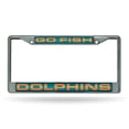 thumbnail image 1 of Miami Football Dolphins Go Fish Chrome Metal Laser Cut License Plate Frame, 1 of 6