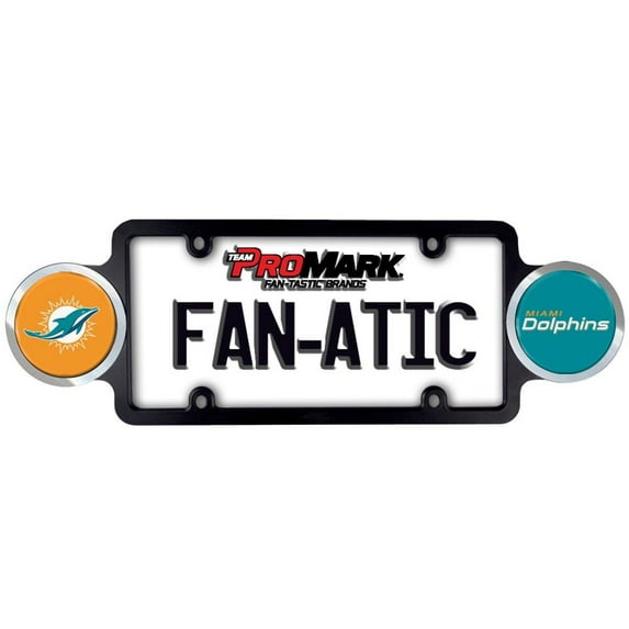Miami Football Dolphins Plastic License Plate Frame with Team Badges